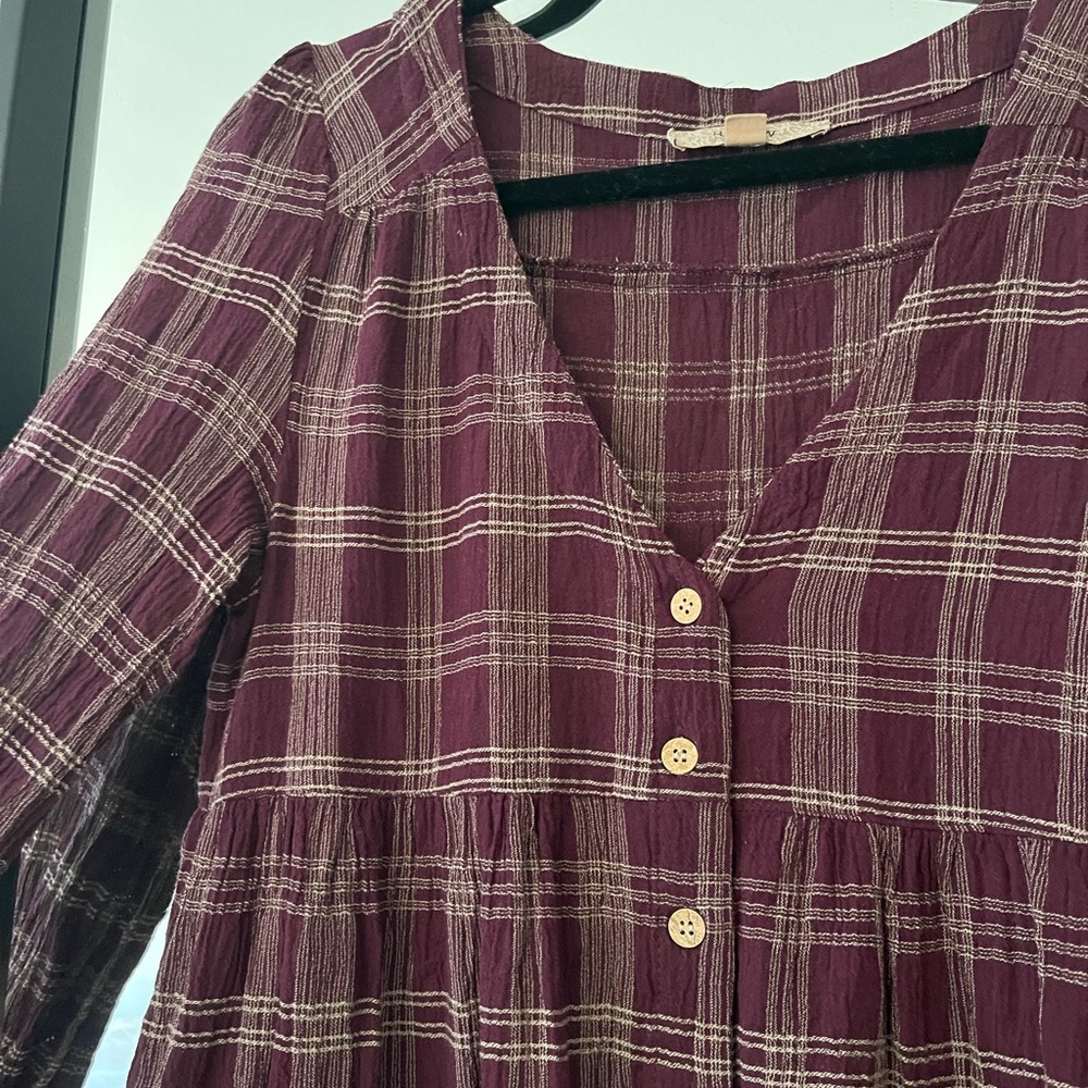 Harlow Burgundy Plaid Dress in
